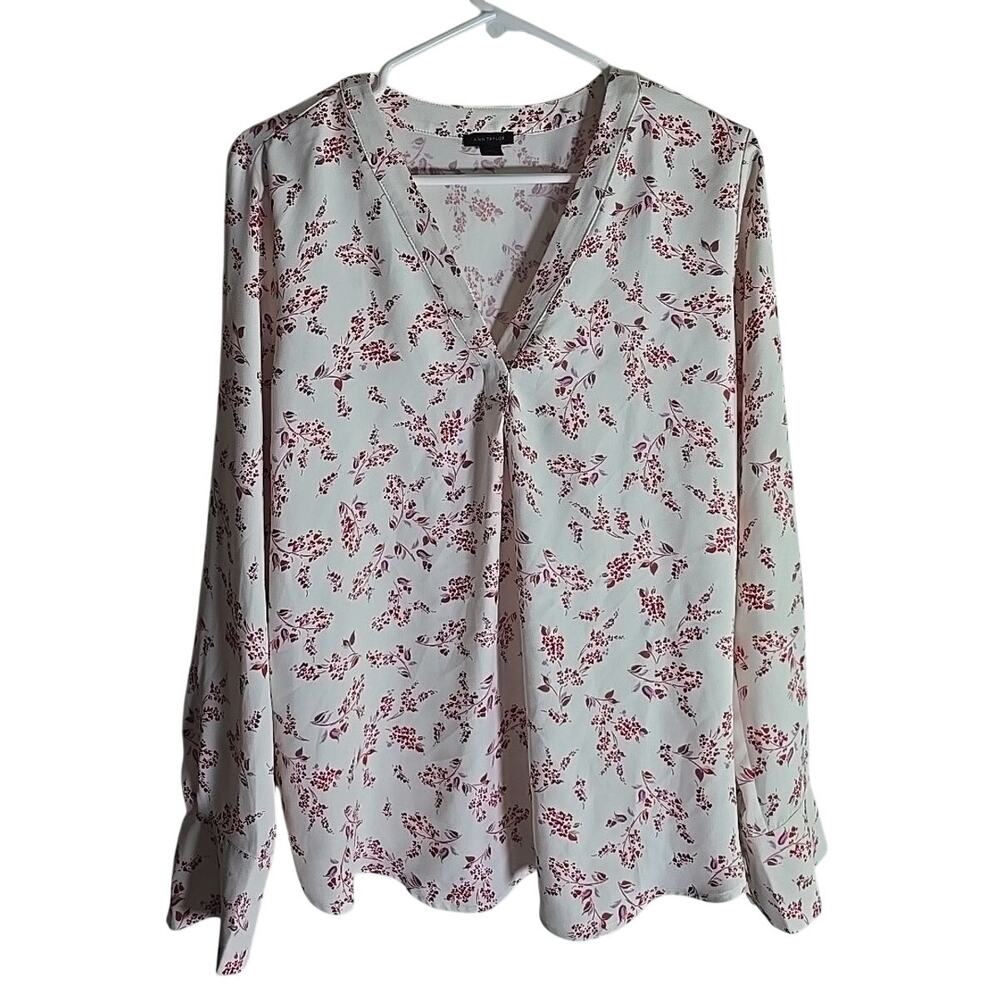 Ann Taylor Cuffed Blouse Top Womens Medium Office Work Spring Cottagecore